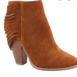 Western Fringe Suede Brown Bootie Size 7 Brand 70 Post Paris NWOB
